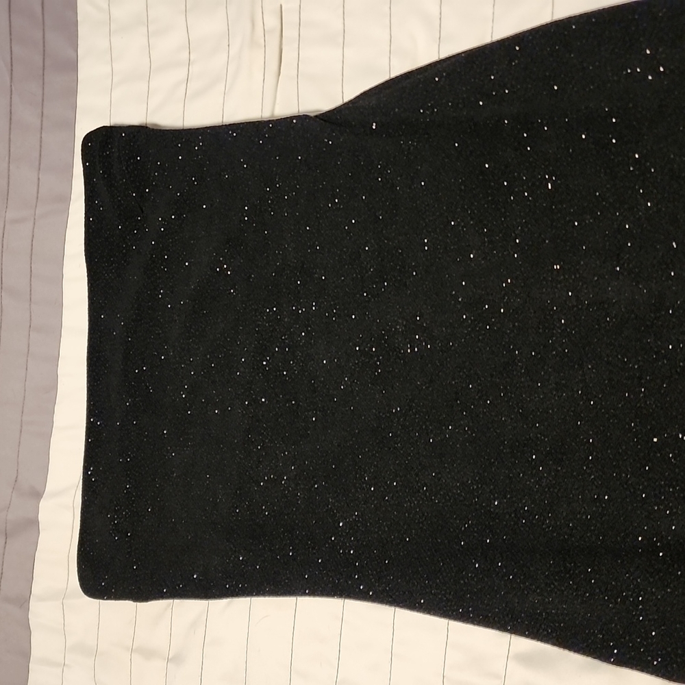 Little black,  strapless,  asymmetrical mid calf dress